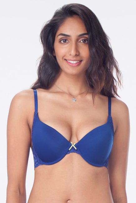 PrettySecrets Blue Padded Plunge Bra PrettySecrets Blue Padded Plunge Bra