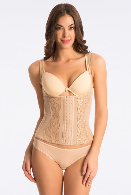 PrettySecrets Beige Floral Slimming Corset PrettySecrets Beige Floral Slimming Corset