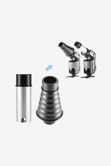 Neewer Ad-S9 2 In 1 Snoot With Honeycomb Grid (Black/Silver) Neewer Ad-S9 2 In 1 Snoot With Honeycomb Grid (Black/Silver)