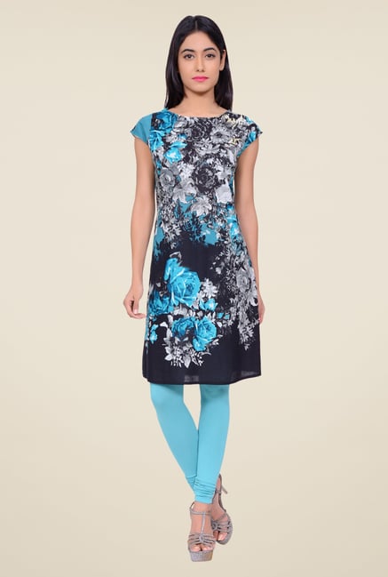 Juniper Navy Floral Print Kurta Juniper Navy Floral Print Kurta