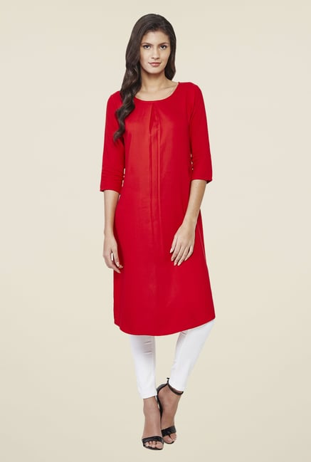 AND Red Solid Kurta AND Red Solid Kurta
