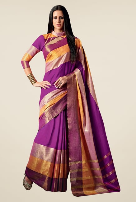 Salwar Studio Magenta Solid Saree Salwar Studio Magenta Solid Saree