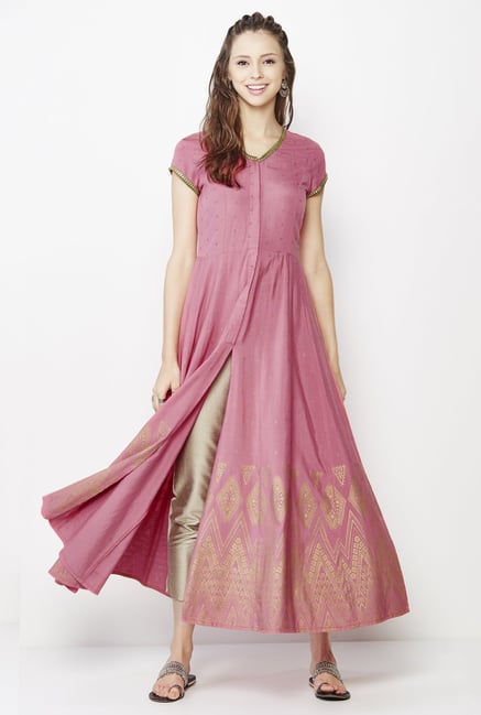 Global Desi Pink Printed Suit Set Global Desi Pink Printed Suit Set