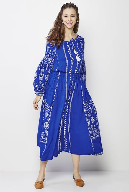 Global Desi Blue Printed Dress Global Desi Blue Printed Dress