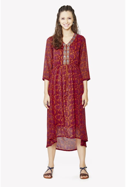 Global Desi Orange Printed Kurta Global Desi Orange Printed Kurta