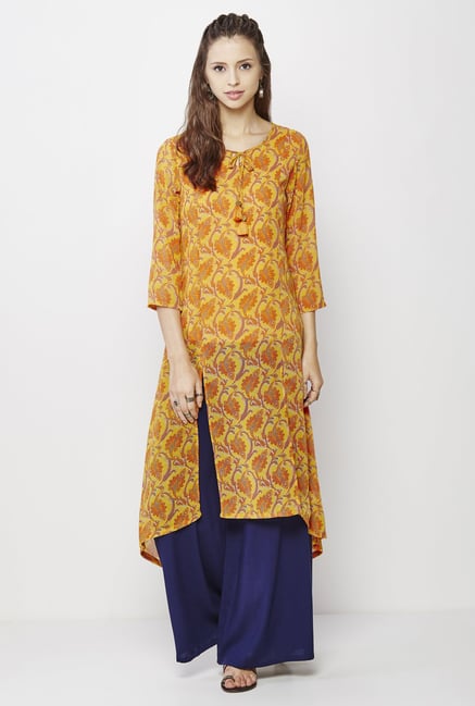 Global Desi Yellow Floral Print Kurta Global Desi Yellow Floral Print Kurta