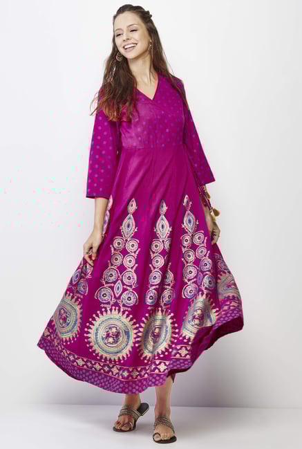 Global Desi Magenta Printed Kurta Global Desi Magenta Printed Kurta