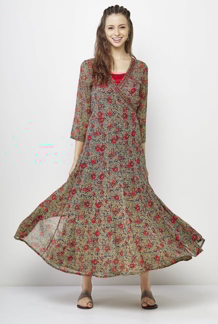 Global Desi Multicolor Floral Print Kurta Global Desi Multicolor Floral Print Kurta