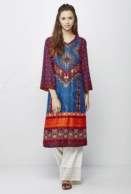 Global Desi Multicolor Printed Kurta Global Desi Multicolor Printed Kurta