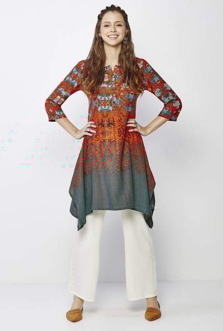 Global Desi Multicolor Floral Print Kurta Global Desi Multicolor Floral Print Kurta