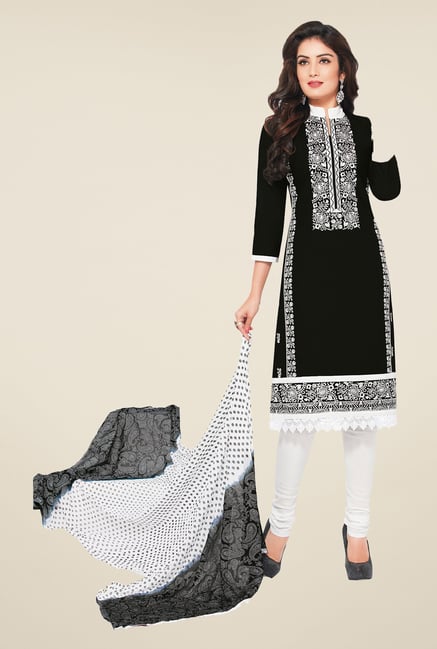 Salwar Studio Black & White Embroidered Dress Material Salwar Studio Black & White Embroidered Dress Material
