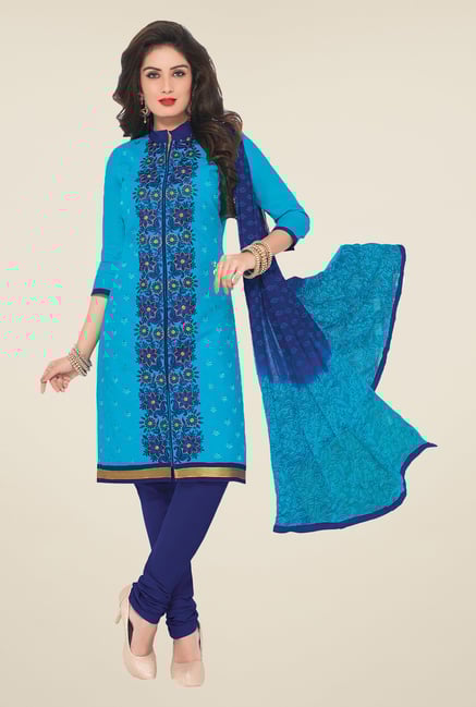 Salwar Studio Blue Embroidered Dress Material Salwar Studio Blue Embroidered Dress Material