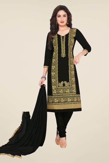 Salwar Studio Black Embroidered Dress Material Salwar Studio Black Embroidered Dress Material