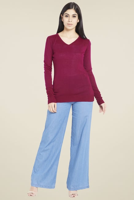 Globus Maroon Solid Chic Sweatshirt Globus Maroon Solid Chic Sweatshirt