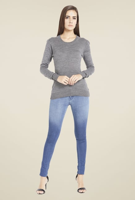 Globus Grey Melange Textured Pullover Globus Grey Melange Textured Pullover