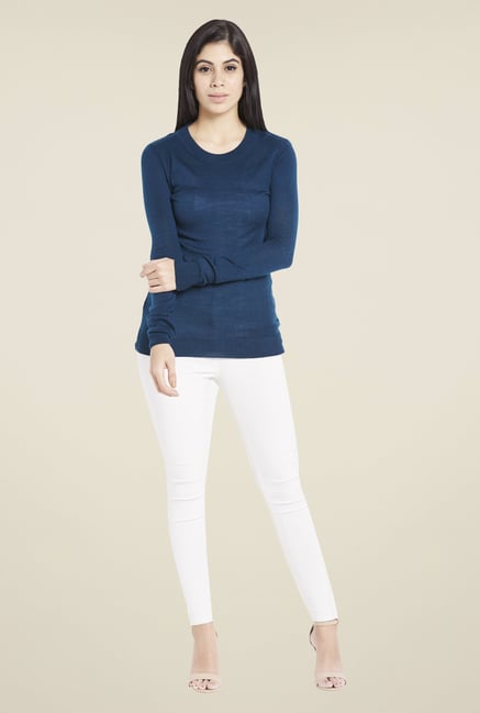 Globus Dark Blue Solid Pullover Globus Dark Blue Solid Pullover