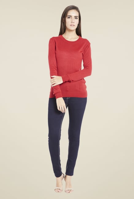 Globus Stunning Red Solid Pullover Globus Stunning Red Solid Pullover