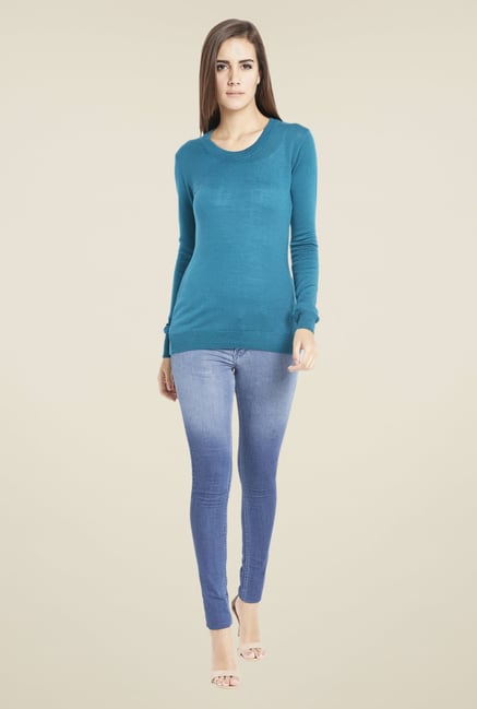 Globus Trendy Teal Solid Pullover Globus Trendy Teal Solid Pullover