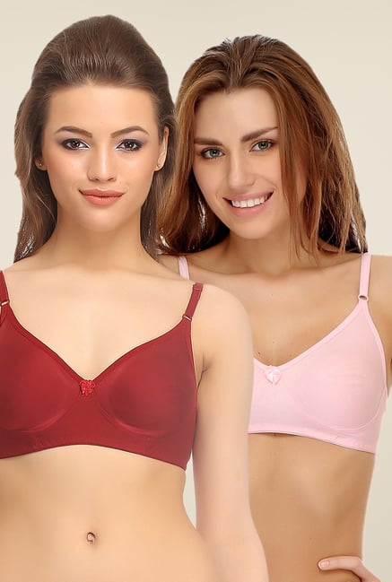 Clovia Maroon & Pink Seamless Bra (Pack of 2) Clovia Maroon & Pink Seamless Bra (Pack of 2)