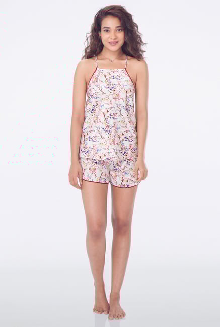 PrettySecrets Off White Printed Cami & Shorts Set PrettySecrets Off White Printed Cami & Shorts Set