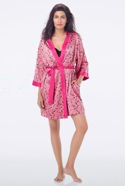 PrettySecrets Pink Printed Robe PrettySecrets Pink Printed Robe