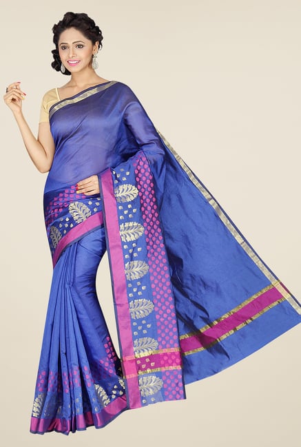 Pavecha's Blue Banarasi Cotton Silk Saree Pavecha's Blue Banarasi Cotton Silk Saree