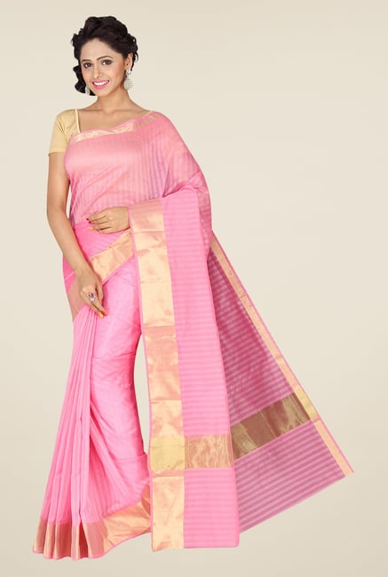Pavecha's Pink Banarasi Cotton Silk Saree Pavecha's Pink Banarasi Cotton Silk Saree