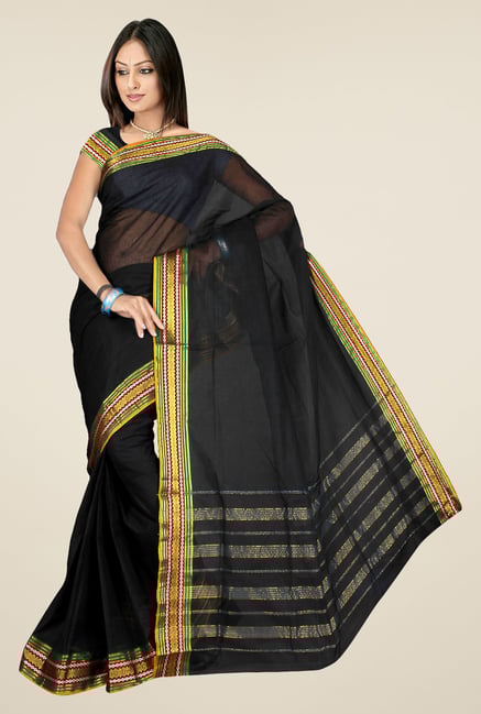 Pavecha's Black Mangalagiri Cotton Saree Pavecha's Black Mangalagiri Cotton Saree