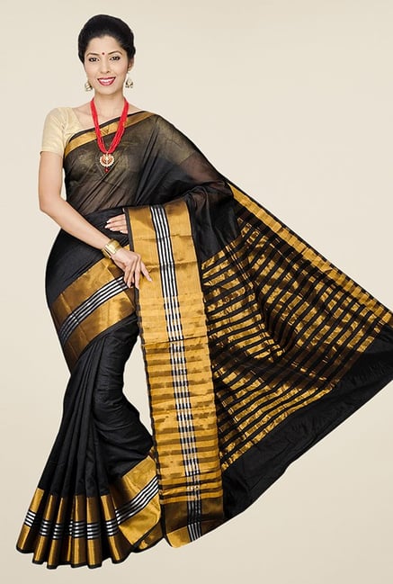 Pavecha's Black Banarasi Cotton Silk Saree Pavecha's Black Banarasi Cotton Silk Saree