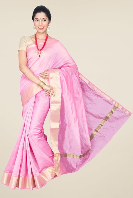 Pavecha's Pink Banarasi Cotton Silk Saree Pavecha's Pink Banarasi Cotton Silk Saree
