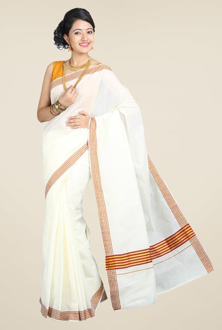 Pavecha's White Mangalagiri Cotton Silk Saree Pavecha's White Mangalagiri Cotton Silk Saree
