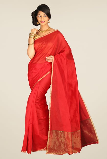 Pavecha's Red Banarasi Cotton Silk Saree Pavecha's Red Banarasi Cotton Silk Saree