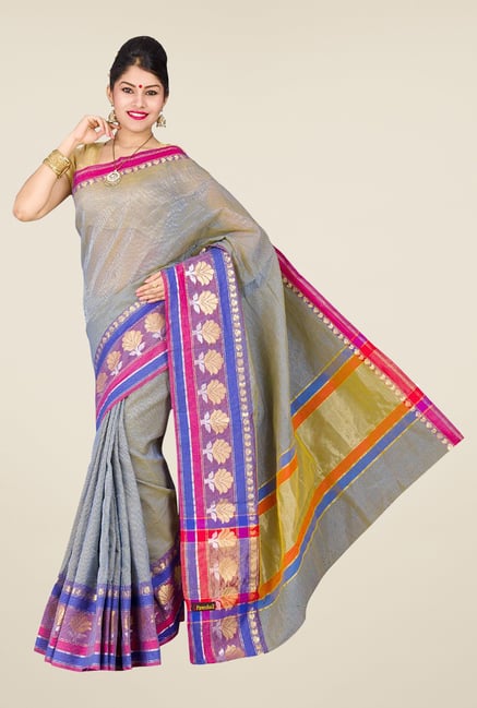 Pavecha's Grey Banarasi Cotton Silk Saree Pavecha's Grey Banarasi Cotton Silk Saree