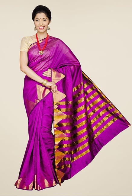 Pavecha's Magenta Banarasi Cotton Silk Saree Pavecha's Magenta Banarasi Cotton Silk Saree