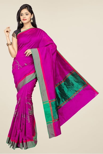 Pavecha's Magenta Banarasi Cotton Silk Saree Pavecha's Magenta Banarasi Cotton Silk Saree