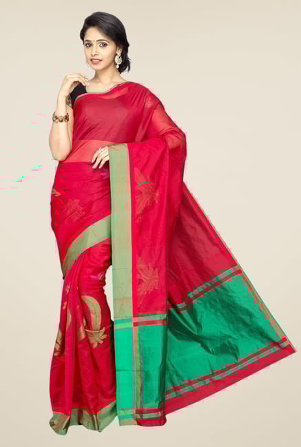 Pavecha's Red Banarasi Cotton Silk Saree Pavecha's Red Banarasi Cotton Silk Saree