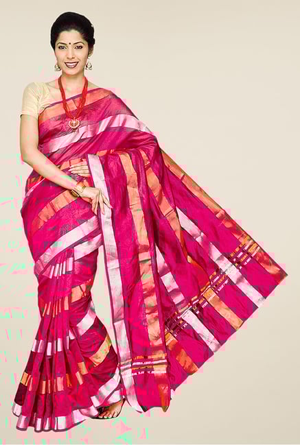 Pavecha's Pink Banarasi Cotton Silk Saree Pavecha's Pink Banarasi Cotton Silk Saree