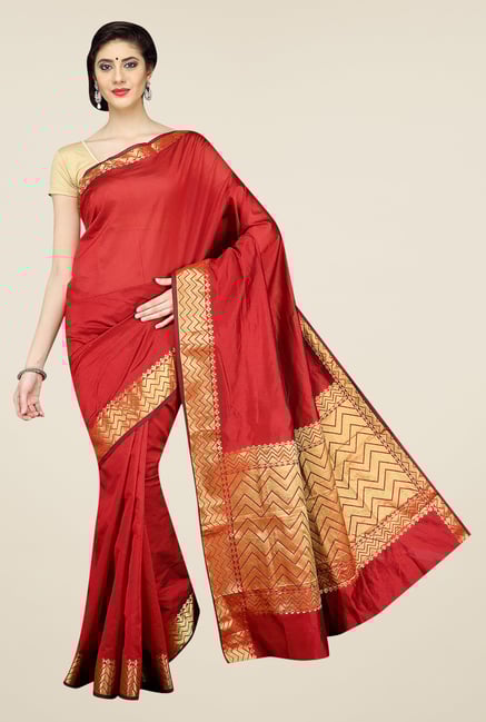 Pavecha's Red Banarasi Cotton Silk Saree Pavecha's Red Banarasi Cotton Silk Saree