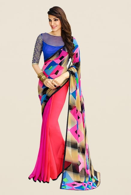 Ishin Multicolor Faux Georgette Printed Saree Ishin Multicolor Faux Georgette Printed Saree