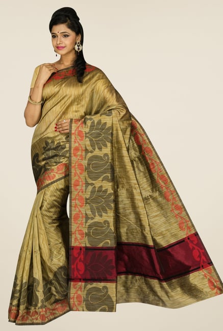 Pavecha's Beige Banarasi Cotton Silk Saree Pavecha's Beige Banarasi Cotton Silk Saree