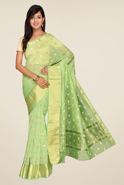 Pavecha's Green Banarasi Cotton Silk Saree Pavecha's Green Banarasi Cotton Silk Saree