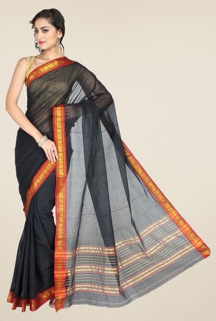 Pavecha's Black Venkatgiri Cotton Saree Pavecha's Black Venkatgiri Cotton Saree