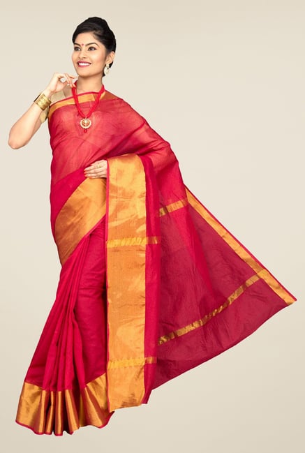 Pavecha's Red Banarasi Cotton Silk Saree Pavecha's Red Banarasi Cotton Silk Saree
