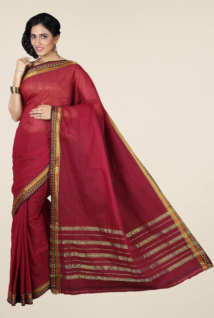 Pavecha's Maroon Mangalagiri Cotton Saree Pavecha's Maroon Mangalagiri Cotton Saree