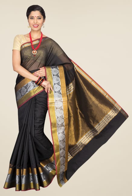 Pavecha's Black Banarasi Cotton Silk Saree Pavecha's Black Banarasi Cotton Silk Saree