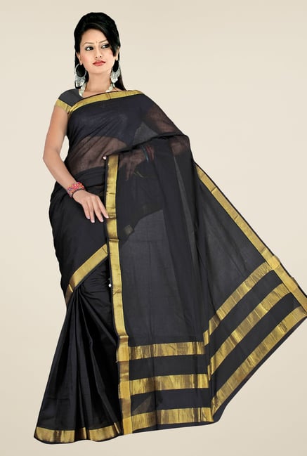 Pavecha's Black Venkatgiri Cotton Saree Pavecha's Black Venkatgiri Cotton Saree