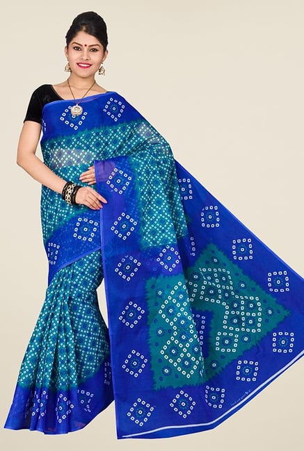 Pavecha's Blue Mangalagiri Cotton Polyblend Saree Pavecha's Blue Mangalagiri Cotton Polyblend Saree