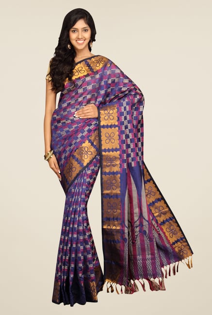 Pavecha's Purple Banarasi Cotton Silk Saree Pavecha's Purple Banarasi Cotton Silk Saree