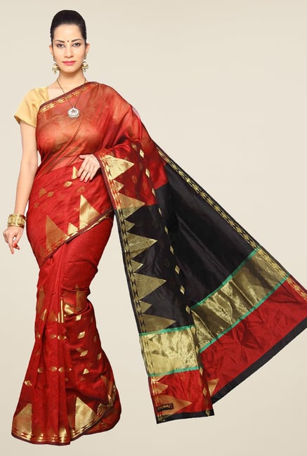 Pavecha's Red Banarasi Cotton Silk Saree Pavecha's Red Banarasi Cotton Silk Saree