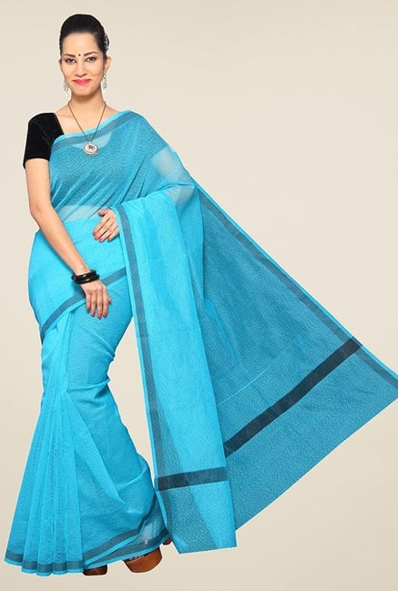 Pavecha's Turquoise Cotton Silk Saree Pavecha's Turquoise Cotton Silk Saree